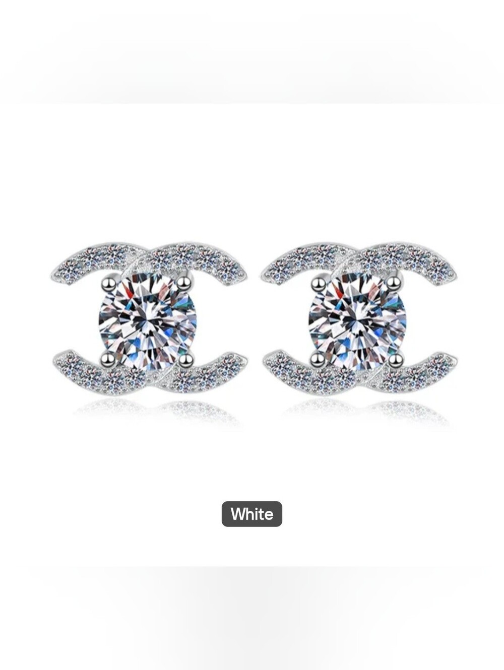 💛💛NEW💛💛 OH MY!! 5MM 0.5CT CLEAR MOISSANITE Double C Earrings In GOLD